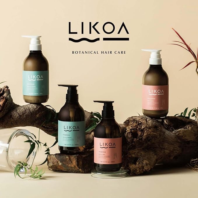 LIKOA, Smooth and Neutral Shampoo, Vegan, Halal, Lightweight Moisture for Fine, Dry, or Tangle-Prone Hair, Botanical Hair Care, White Floral Scent, Made in Japan, 500mL, 16.9 Fl oz