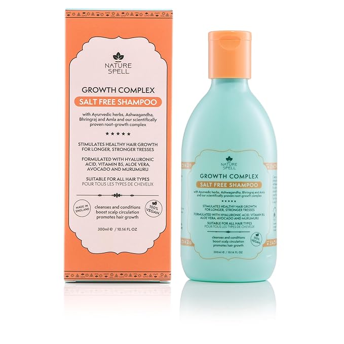 Nature Spell Hair Shampoo for Hair Growth, Infused with Ayurvedic Herbs, Vegan & Sulphate-Free, Suitable for All Hair Types, 10.14 Fl Oz