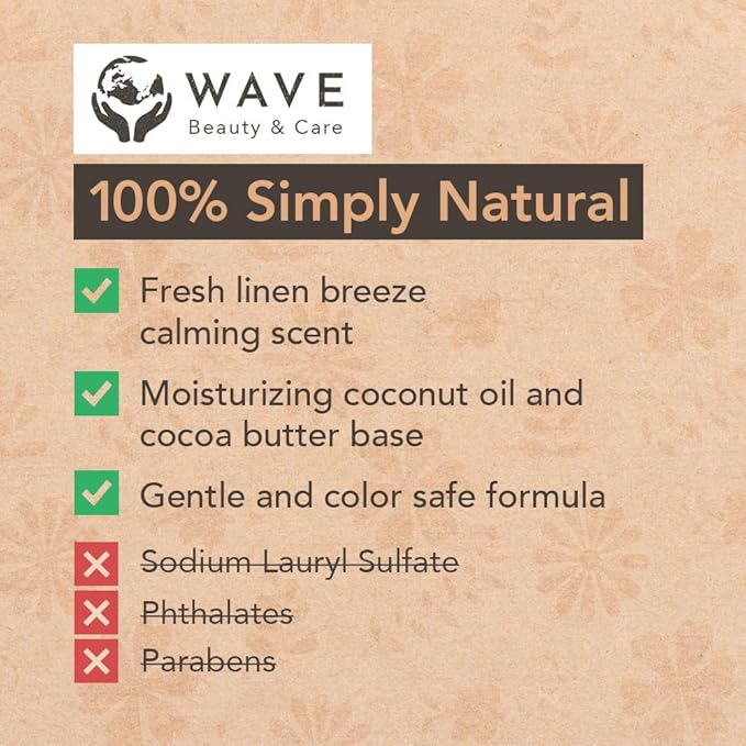 Wave Argan Oil Shampoo Bar - Moisturizing & Handmade Vegan Bar for Shiny Hair, Natural, Organic & Non-GMO Shampoo for Women & Men, 2.3 oz, Long-Lasting (80-120 Uses)