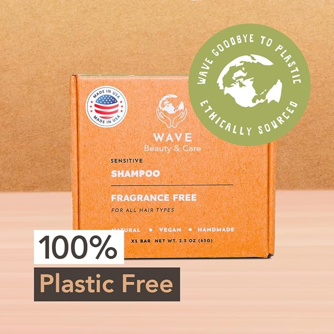 Clever Yoga Wave Unscented Shampoo Bar - Moisturizing & Handmade Vegan Bar for Shiny Hair, Natural, Sulfate Free, Organic & Non-GMO Shampoo for Women & Men, 2.3 oz, Long-Lasting (80-120 Uses)