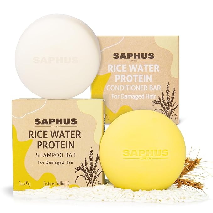 Rice Shampoo Bar and Conditioner Set - Promote Hair Growth & Strengthening Thinning Hair, Paraben Free and Sulfate Free with Natural Rice Water for Men & Women