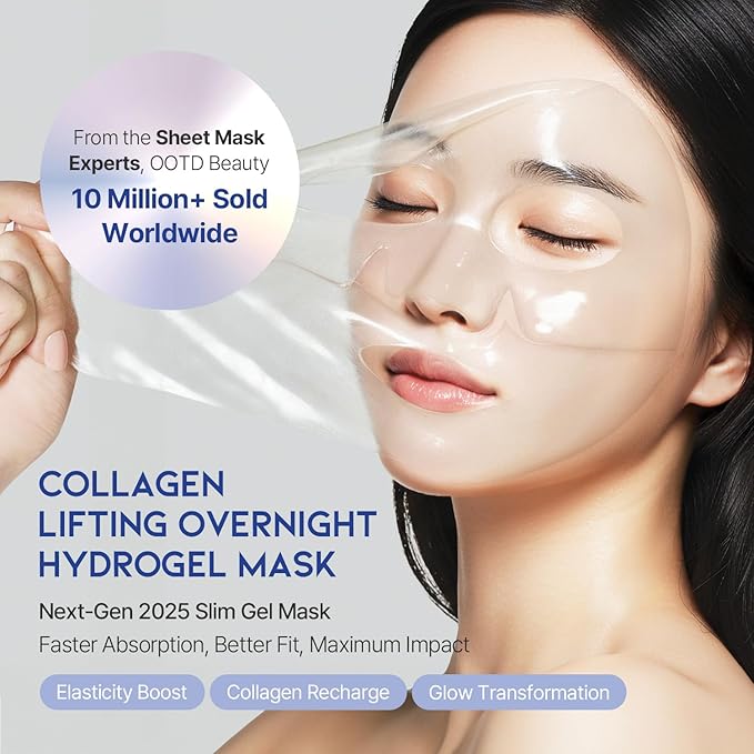 #OOTD Collagen, Hyaluronic Acid & Peptides for Elasticity, Hydration, and Firming. Lifting Hydrogel Sheet Mask - Face Mask (5pcs)
