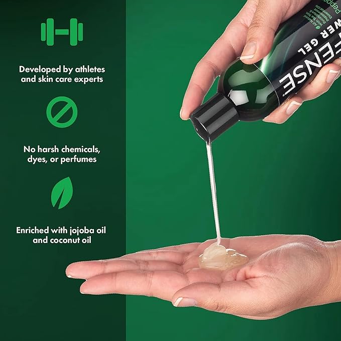 Defense Soap Organic Peppermint Body Wash | All Natural Mint Shower Gel with Tea Tree Oil, Eucalyptus Oil. Wrestling Inspired, For All Mens & Womens Skin Types. 8 oz (Pack of 2)