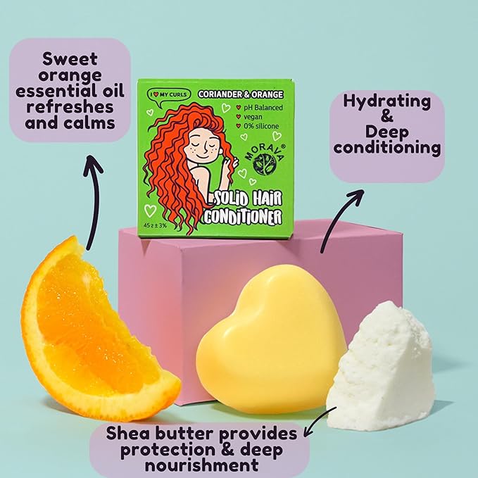 Morava Shampoo Bar & Conditioner Bar Set - Vegan, pH Balanced Hair Care for Curly & Normal-to-Dry Hair, Travel-Ready, Silicone & SLS-Free