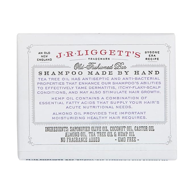 J·R·LIGGETT'S Shampoo Bars - Oils Including Tea Tree for Strong and Healthy Hair - Nourish with Antioxidants & Vitamins - Detergent and Sulfate-Free - Set of Three 3.5 Ounce Bars