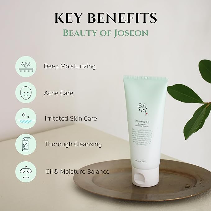Beauty of Joseon Green Plum Refreshing Cleanser Gel with Dynasty Cream Hydrating Face Moisturizer for Dry