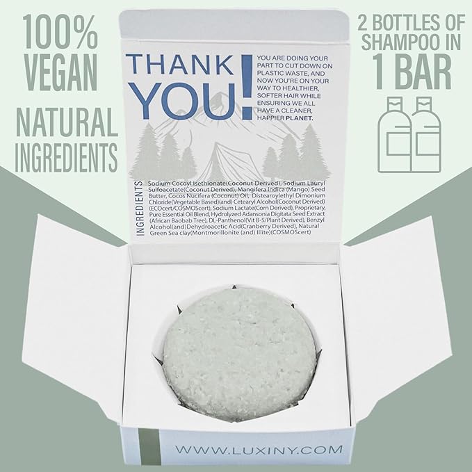 Tea Tree Mint Shampoo Bar – Vegan, Sulfate-Free, Made in the USA – Refreshing Tea Tree & Mint Oils – Up to 60 Washes – Eco-Friendly & Travel-Friendly