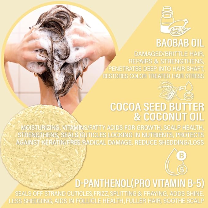 Pina Colada Shampoo Bar for Dry & Damaged Hair – Vegan, Sulfate-Free, Moisturizing & Nourishing – Best for Curly & Frizzy Hair – Made in the USA, Up to 60 Washes, Ideal Travel Shampoo