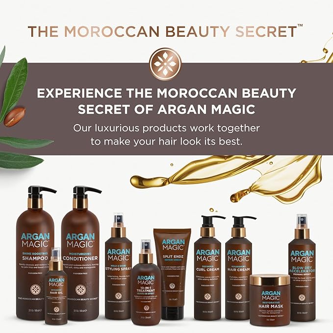 Argan Magic 2-in-1 Men's Shampoo + Conditioner with Argan Oil & Bergamot Scent - Cleanses and Hydrates All Hair Types, Restore Moisture, Boost Shine | Made in USA, Paraben Free, Cruelty Free (32 oz)