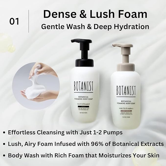 Shea Butter Body Wash Foaming for Women & Men, Moisturizing Liquid Soap for Sensitive & Dry Skin, Botanical Buttermilk™ from Japan, Sulfate & Paraben Free, Water Lily & Raspberry, 30.4 Fl Oz