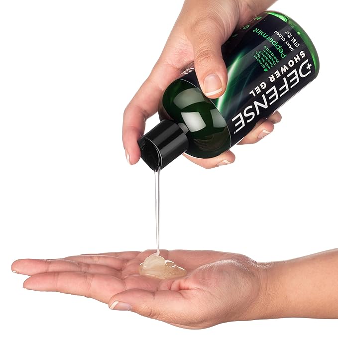 Defense Soap Organic Peppermint Body Wash | All Natural Mint Shower Gel with Tea Tree Oil, Eucalyptus Oil. Wrestling Inspired, For All Mens & Womens Skin Types. 12 oz