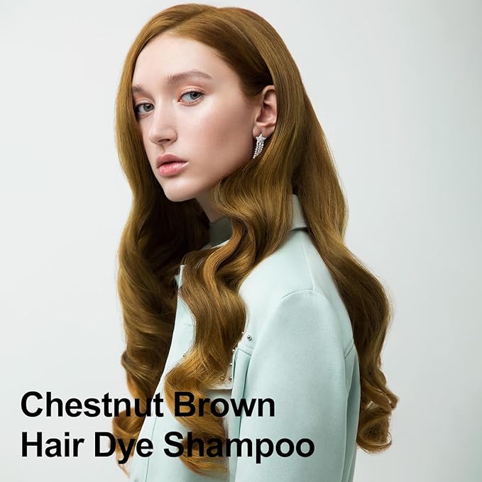 Argan Oil Chestnut Brown Hair Dye & Shampoo - 16.9 Fl Oz, 3 in 1 Easy To Use Semi-Permanent Hair Color