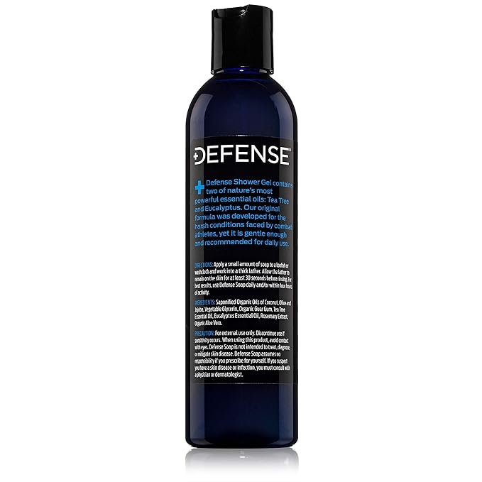 Defense Soap Organic Tea Tree Body Wash | All Natural Shower Gel with Tea Tree Oil, Eucalyptus Oil, and Aloe Vera. Wrestling Inspired, For All Mens & Womens Skin Types. 8 oz (Pack of 2)