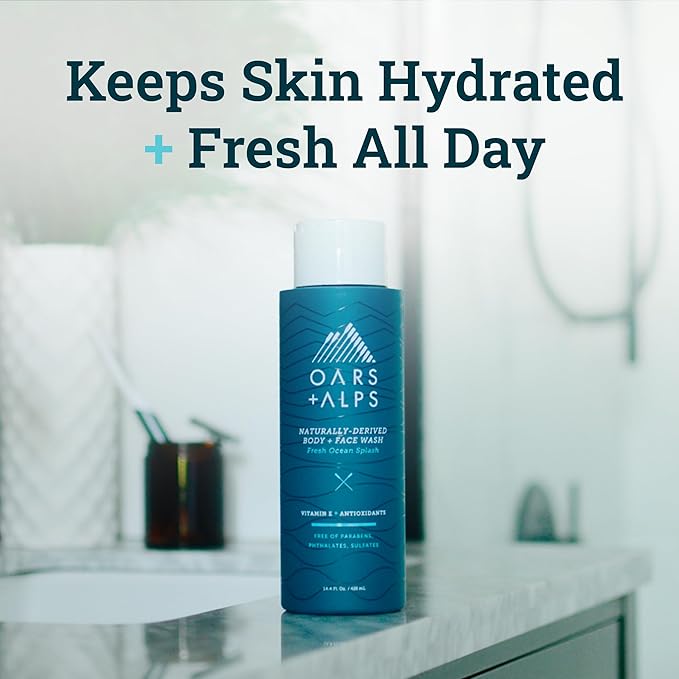 Oars + Alps Body Wash for Men, Mens Body Wash with Vitamin E and Antioxidants, Moisturizing, Hydrating, Paraben & Sulfate Free Cleanser, Variety Set, 3pk