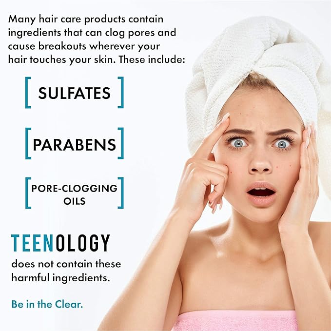 Teenology Shampoo, Conditioner, and Body Wash Bundle (Save 10%) - Sulfate and Paraben Free, Noncomedogenic, Natural Botanical Extracts, Blueberry Pomegranate Cucumber and Tropical Orange - 16 oz.