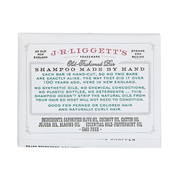 J·R·LIGGETT'S Shampoo Bar for Hair, Jojoba and Peppermint Formula, Bar to Supports Strong Healthy Hair Growth, Nourish Follicles, Antioxidants, Vitamins, Sulfate-Free, 2 Pack 3.5 oz