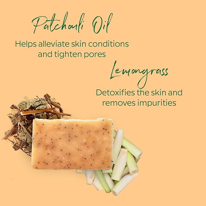 Herb’N Eden - Lemongrass & Patchouli Bar Soap - Moisturizing Face & Body Soap - For Acne, Eczema, Dry & Cracked Skin - Natural Plant-Based Ingredients & Essential Oils - Handmade in USA - 3 Pack