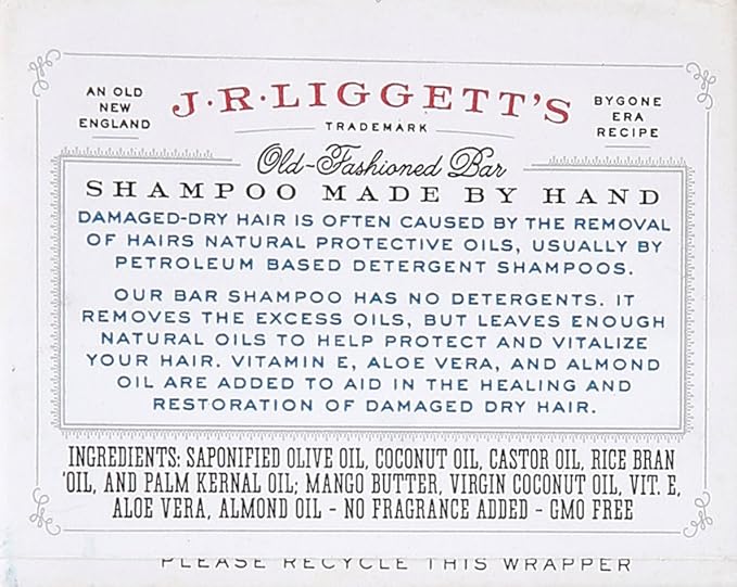 J·R·LIGGETT'S All-Natural Shampoo Bar for Hair, Moisturizing Formula, Supports Strong Healthy Hair, Nourish Follicles with Antioxidants and Vitamins, Detergent, Sulfate-Free - 2 Pack 3.5 oz Bars
