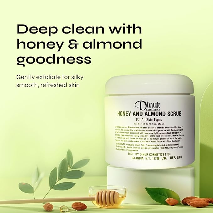 Almond Honey Facial Scrub Exfoliator for All Skin Types Natural Exfoliation with Almond Meal for Smooth, Radiant and Healthy Skin