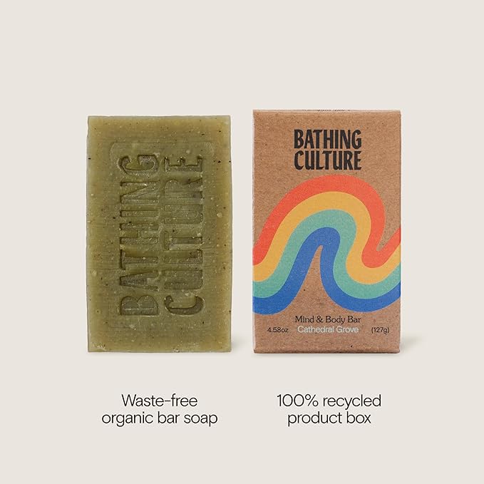 Bathing Culture, Natural Organic Soap Bar for Body, Exfoliating Bar Soap, Infused with Chlorella, Comfrey Root & Aloe, Natural, Biodegradable, Sustainable, Vegan Personal Care, 4.58 oz, 127 g