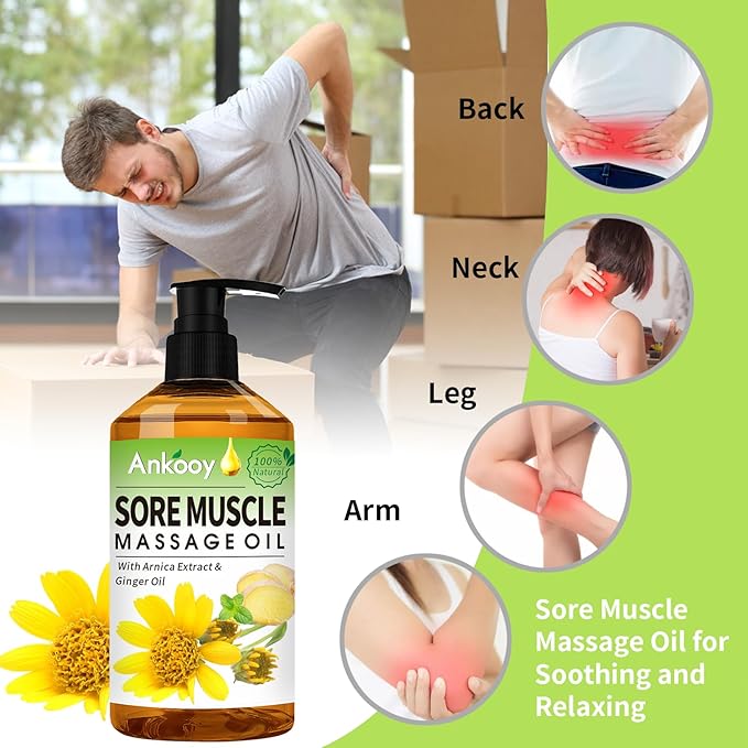 Stocking Stuffers for Men Women-3 Pack Massage Oil for Massage Therapy,Sore Muscle Arnica Oil & Relaxing Lavender Oil & Ginger Oil Lymphatic Drainage & Massage Ball,Massage Kit Mens Christmas Gifts