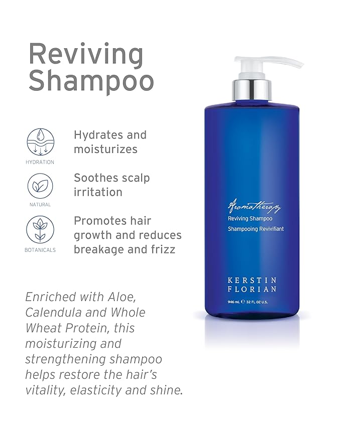 Kerstin Florian Reviving Shampoo | Moisturize & Boost Shine | Aloe and Wheat Protein Detangle & Hydrate Dull Hair | All Hair Types (32 fl oz)