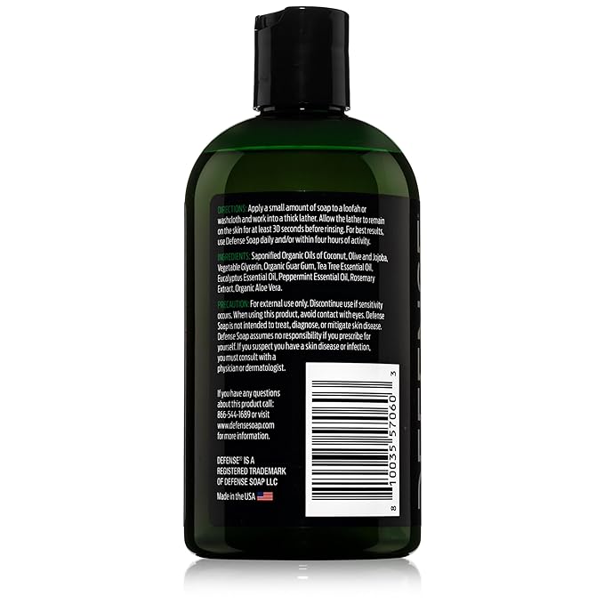 Defense Soap Organic Peppermint + Tea Tree Body Wash Combo | All Natural Shower Gel with Tea Tree Oil, Eucalyptus Oil. Wrestling Inspired, For All Mens & Womens Skin Types. 12 oz (Pack of 2)