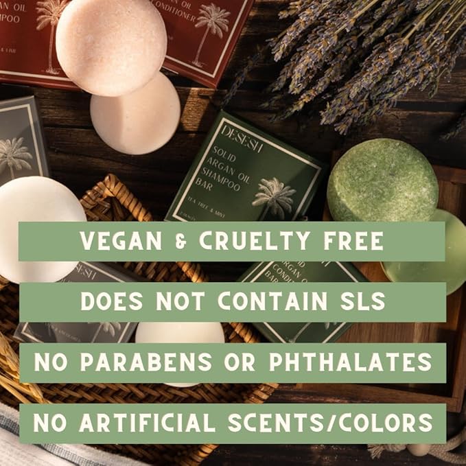 Argan Oil Solid Shampoo Bar Value Bundle, US-Made, No Artificial Colors Or Fragrances, Vegan, Cruelty Free, Designed For All Hair Types, Plastic Free (Unscented & Uncolored)