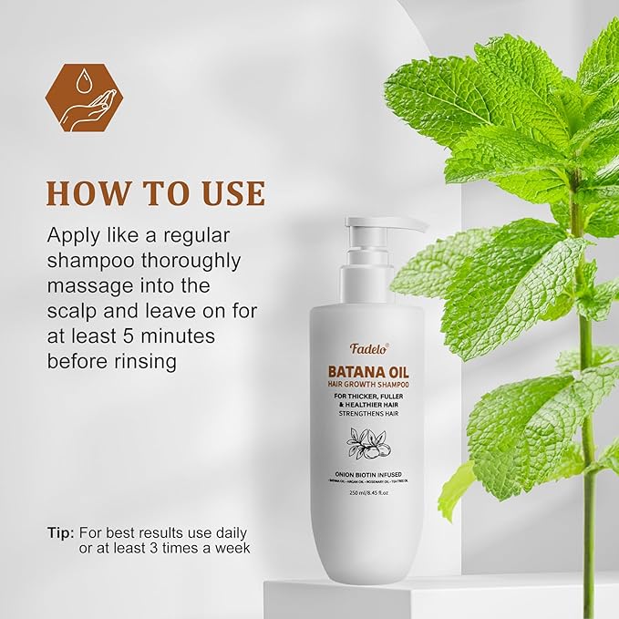 Batana Oil Hair Growth Shampoo - also Includes Argan Oil, Rosemary Oil and Tea Tree Oil - For Your Hair Revitalization and Health, 8.45 fl oz