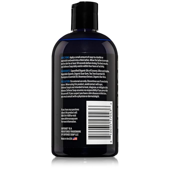 Defense Soap Organic Peppermint + Tea Tree Body Wash Combo | All Natural Shower Gel with Tea Tree Oil, Eucalyptus Oil. Wrestling Inspired, For All Mens & Womens Skin Types. 12 oz (Pack of 2)