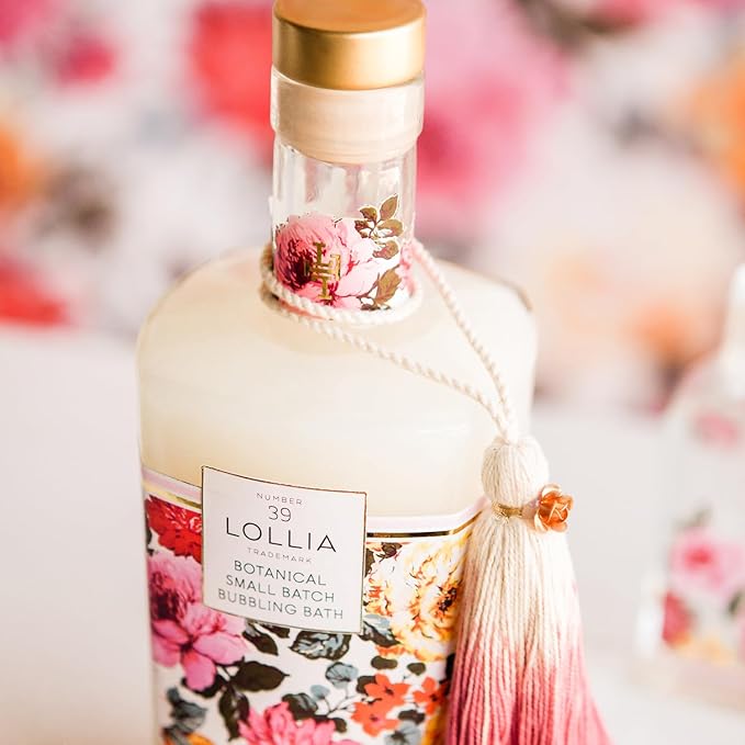 Lollia Always in Rose Bubble Bath, 25 fl. oz., Rose & Hibiscus Scent, Soothing Moisture-Rich Bubbling Skin Care with Hydrating Ingredients, Enchanting Floral Beauty Soap for Women