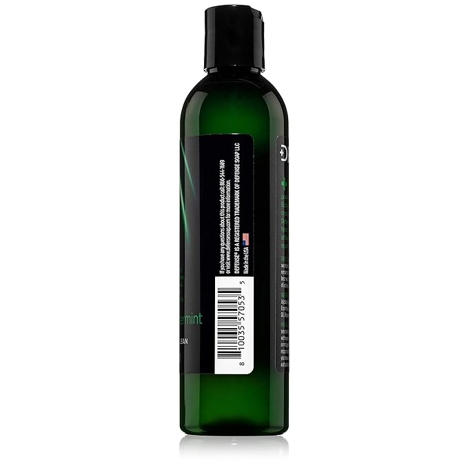 Defense Soap Organic Peppermint Body Wash | All Natural Mint Shower Gel with Tea Tree Oil, Eucalyptus Oil. Wrestling Inspired, For All Mens & Womens Skin Types. 8 oz (Pack of 2)