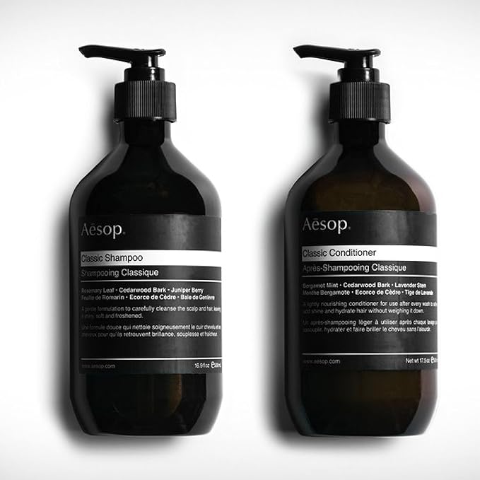 Aesop Classic Shampoo & Classic Conditioner Set | Adds Shine, Hydration, Softness to Hair | 500 mL / 16.9 oz
