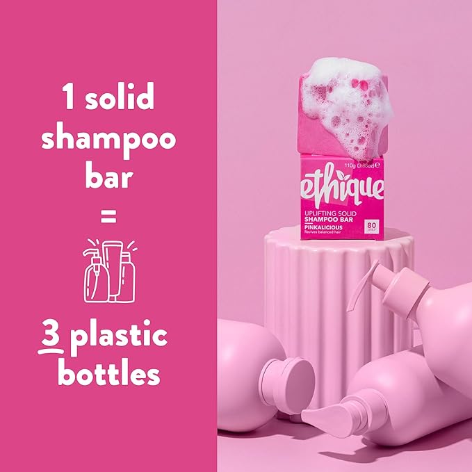 Ethique Pinkalicious Shampoo Bar - Softer, Shinier Hair with Coconut Oil - Hydrating, Natural Ingredients, Cruelty-Free, Vegan 3.88 oz (Pack of 1)
