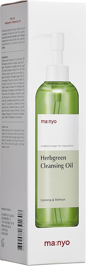 ma:nyo Herb Green Cleansing Oil, Gentle Makeup Remover with Natural Herbal Extracts, Artemisa, Tea Tree, Deep Cleansing & Hydrating, Suitable for All Skin Types, Korean Skincare 6.7 fl oz (200ml)