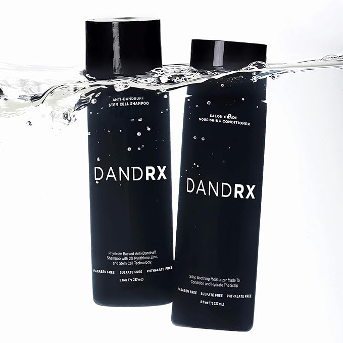 dandRX Anti Dandruff Stem-Cell Shampoo and Conditioner with 2% Pyrithione Zinc, Physician Founded for Itchy Scalp,Eliminates Flakes & Fights Dandruff,Color Safe,Sulfate Free,Paraben Free
