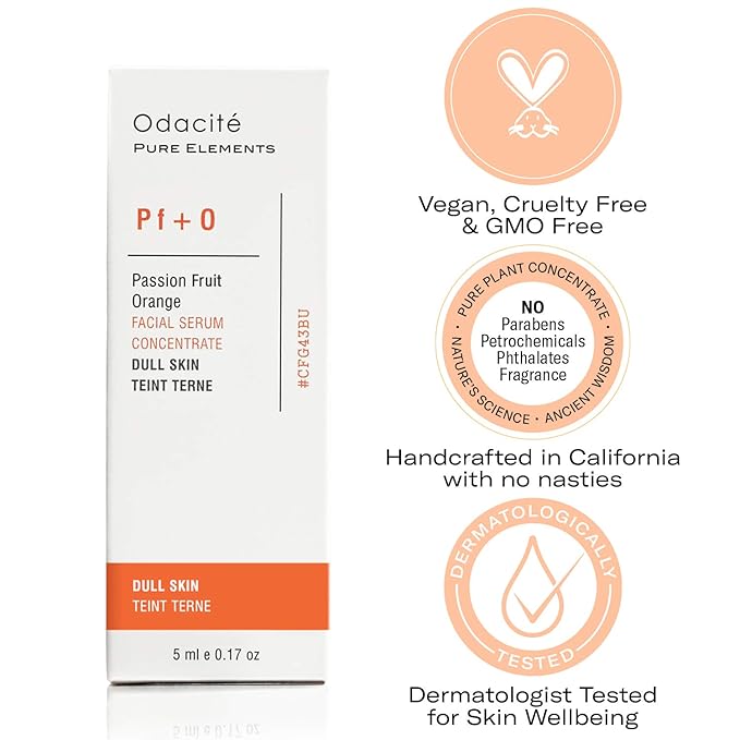 Odacité Hydrating Serum Concentrate with Passion Fruit & Orange - Face Serum Revitalizes & Illuminates the Appearance of Dull Skin for Radiance & Glow - Firms & Tones Skin - 0.17 fl. Oz.