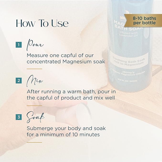 MAG I.C. Magnesium Bath Soak Infused with Lavender Oil to Hydrate, Soothe and Moisturize Skin, Relax and Replenish Muscles, Highly Concentrated Pure Magnesium Salts, 500mL