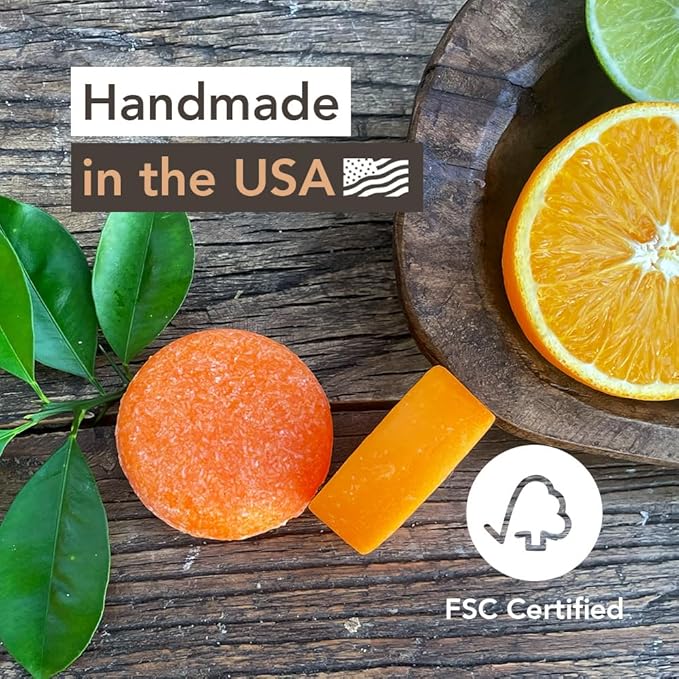 Wave Fresh Citrus Shampoo Bar - Moisturizing & Handmade Vegan Bar for Shiny Hair, Natural, Organic & Non-GMO Shampoo for Women & Men, 2.3 oz, Long-Lasting (80-120 Uses)