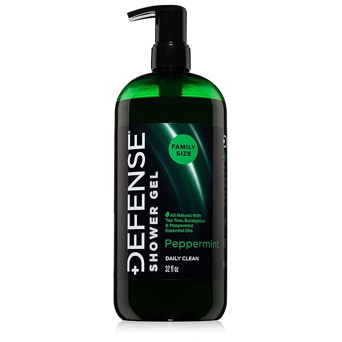 Defense Soap Organic Peppermint Body Wash | All Natural Mint Shower Gel with Tea Tree Oil, Eucalyptus Oil. Wrestling Inspired, For All Mens & Womens Skin Types. 32 oz