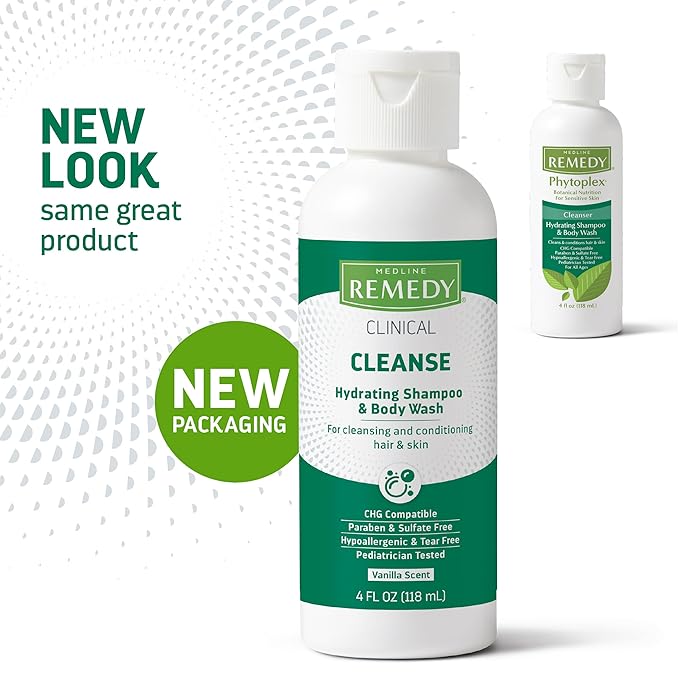 Medline Remedy Clinical Shampoo & Body Wash, Gentle Cleansing Formula, 4 oz., Moisturizing and Soothing, Pack of 48
