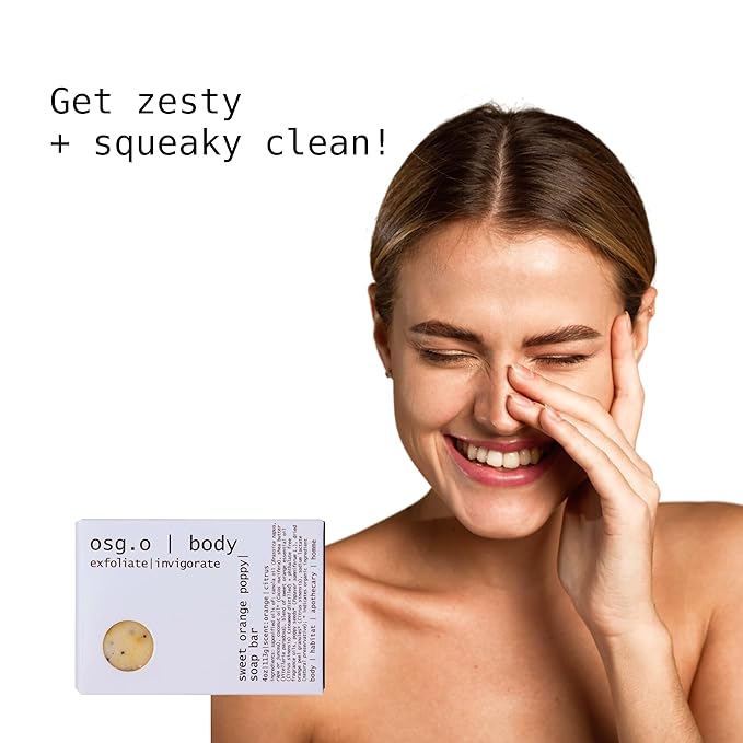 Natural Organic for Face and Body, Exfoliating & Moisturizing Soap Bar with Shea Butter, Coconut Oil and Essential Oils, 4oz Per Bar (Sweet Orange Poppy)