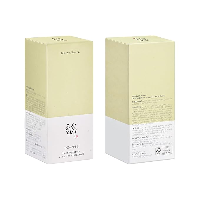 Beauty of Joseon Calming Serum Green Tea Panthenol Soothing, Moisturizing Sensitive, Acne-Prone, UV Irritated Skin, Daily Korean Skin Care for Men and Women (2 Fl.Oz.)