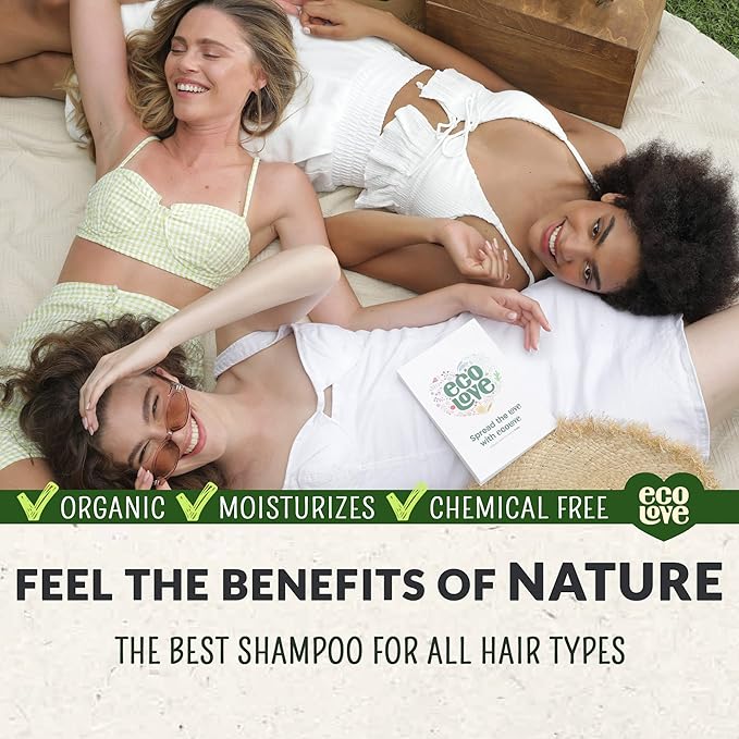 ecoLove - Natural Shampoo for All Hair Types,Sodium lauryl sulfate Free, Vegan & Cruelty Free Shampoo, Organic Cucumber Extract, No SLS or Parabens, 17.6 oz
