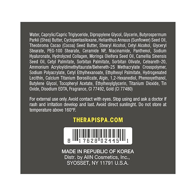 THERAPISPA Moisturizing Body Butter – Rich Body Cream with Shea Butter, Ceramides, Collagen & Vitamin B5 to Repair & Soften Dry, Cracked Skin (Gold, 7.0 fl oz)