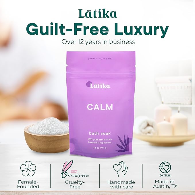 Soaks Set of 3 - Calm Bath Soaks with Lavender & Peppermint, Moisturizing Epsom Salt Soak for Stress Relief, Relaxation, and Skin Nourishment, at-Home Spa Retreat Gift