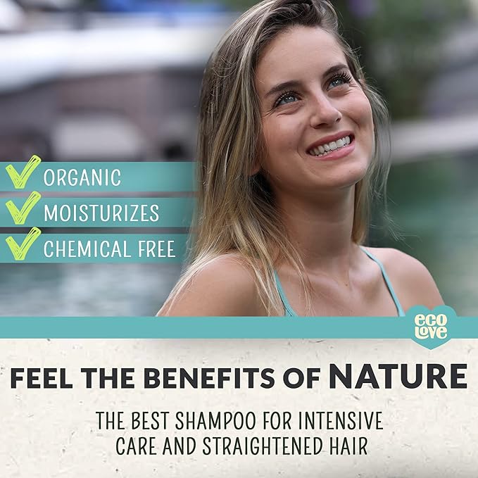 ecoLove - Natural Shampoo for All Hair Types,Sodium lauryl sulfate Free, Vegan & Cruelty Free Shampoo, With Natural Moroccan Oil Extract, No SLS or Parabens, 17.6 oz