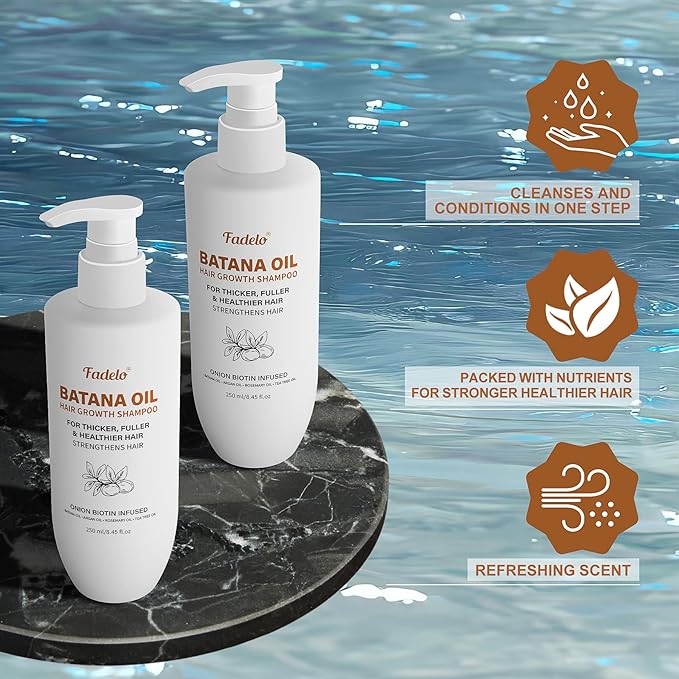 Batana Oil Hair Growth Shampoo - also Includes Argan Oil, Rosemary Oil and Tea Tree Oil - For Your Hair Revitalization and Health, 8.45 fl oz