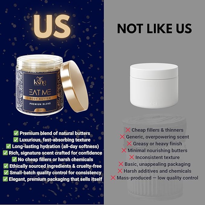 KXNG Cosmetics, Body Butter, Organic Skin Care for Men and Women, Body Moisturizer Lotions and Creams, Raw Shea Butter, Cocoa Butter, Mango, Coconut Oil, Hand, Foot, All Skin Types (Eat Me 2)