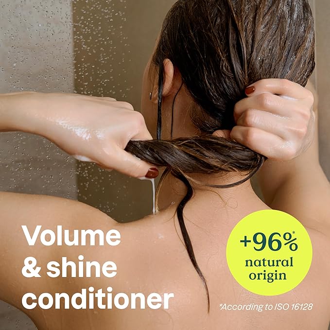 Bundle of ATTITUDE Volume And Shine Hair Shampoo and Conditioner, Dermatologically Tested, Plant- and Mineral-Based, Vegan Beauty Products, Soy Protein And Cranberries